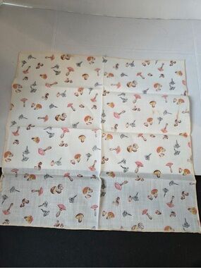 Vintage Mushroom Cottage Core Napkins Set Of 10 Washable